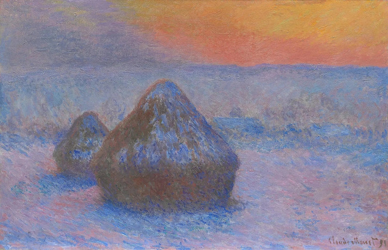 Ruote, tramonto, effetto neve W1278 - Claude Monet