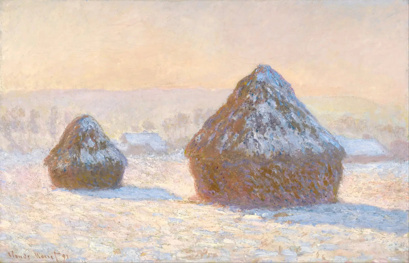 Mucchi di fieno, effetto neve, la mattina - Claude Monet