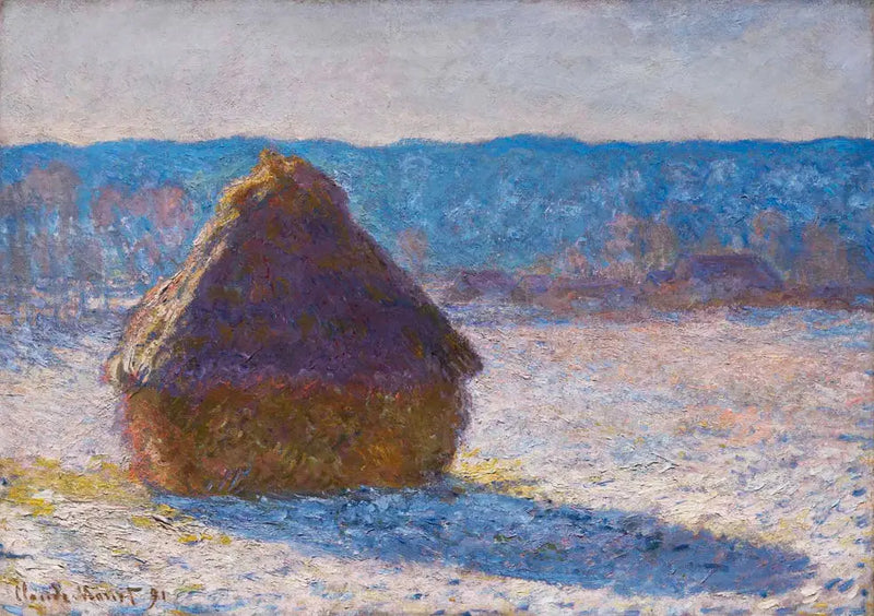 Mucchi di fieno, effetto neve, la mattina - Claude Monet