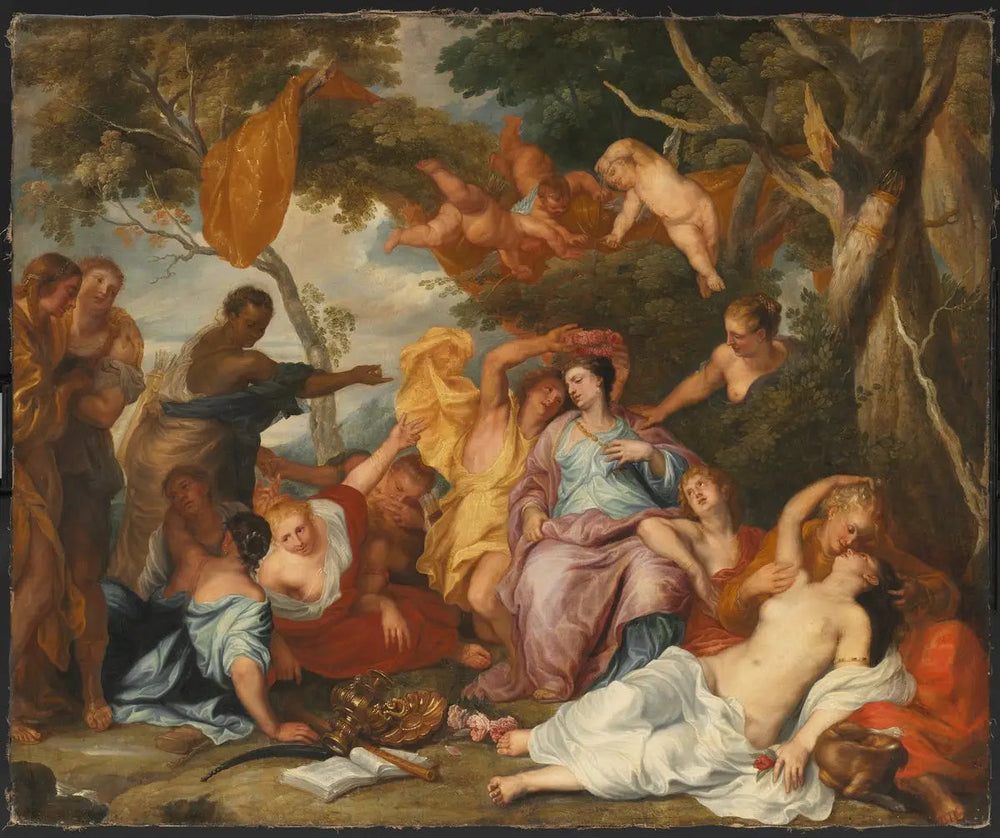 Mirtillo couronnant Amarillis - Antoine van Dyck image 1 tableau peint à l’huile sur toile