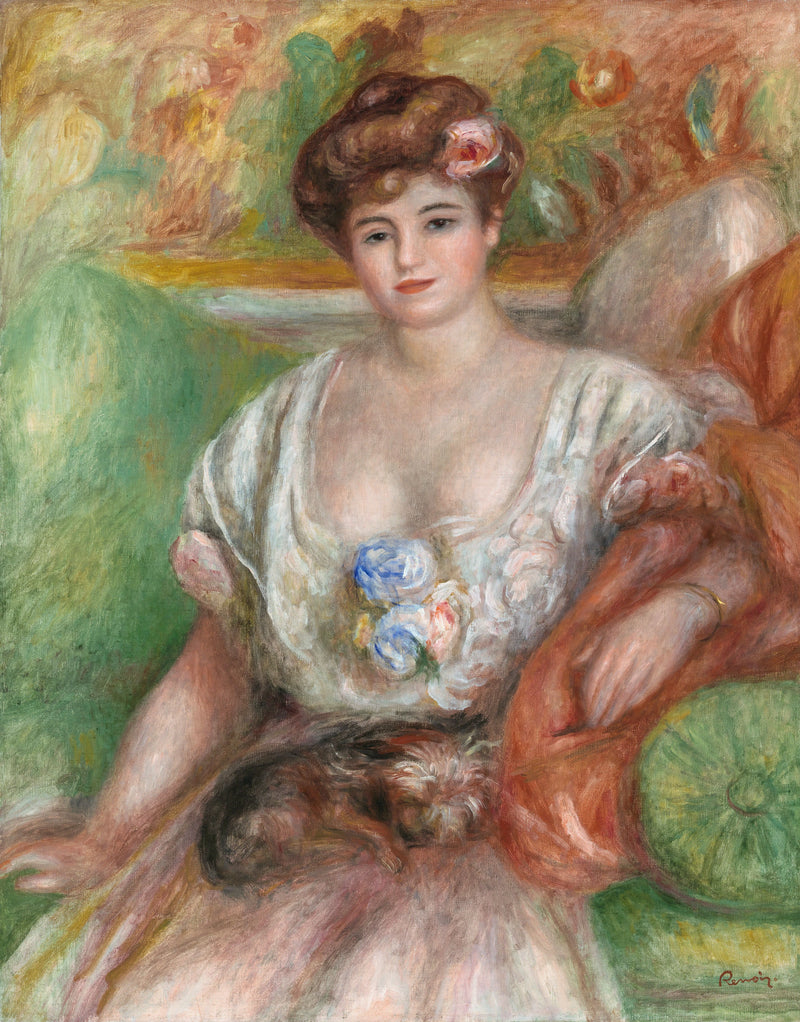 Misia Sert con un piccolo cane - Pierre-Auguste Renoir