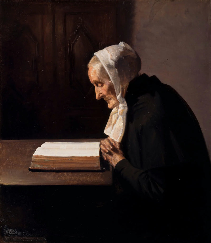 La signora Bründum legge la Bibbia. - Michael Peter Ancher
