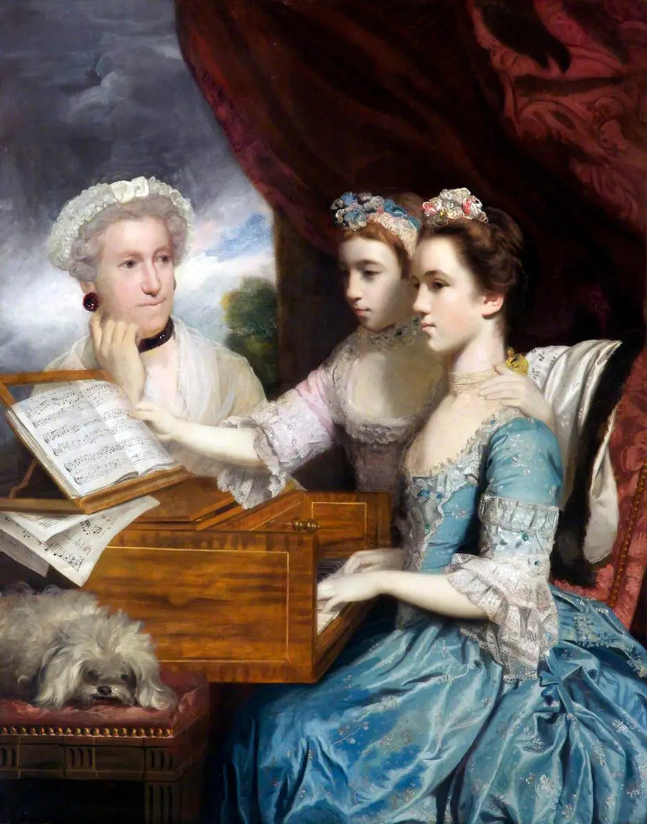 Mme James Paine (décédée en 1766) et les demoiselles Paine (Charlotte, née en 1751, et Mary, 1753-1798) - Joshua Reynolds image 1 reproduction artisanale de tableau