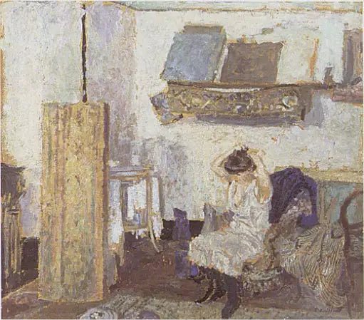 Modello seduto in una poltrona, che si pettina - Édouard Vuillard