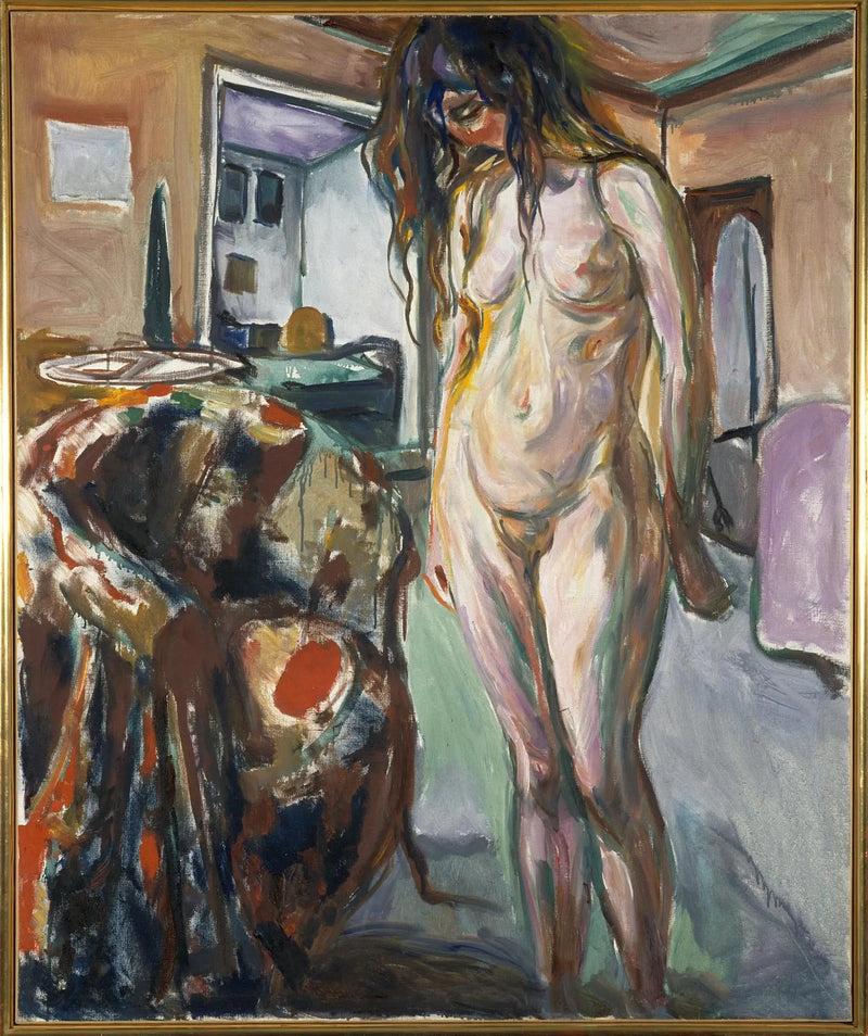 Modello vicino alla sedia in vimini - Edvard Munch