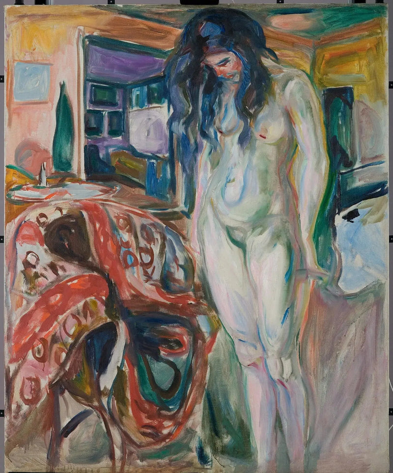Modello vicino alla sedia in vimini - Edvard Munch