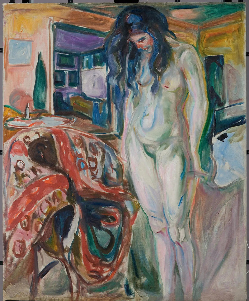 Modello vicino alla sedia in vimini - Edvard Munch