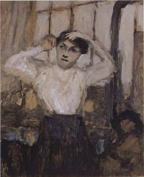 Modello che si acconcia nell'atelier - Édouard Vuillard