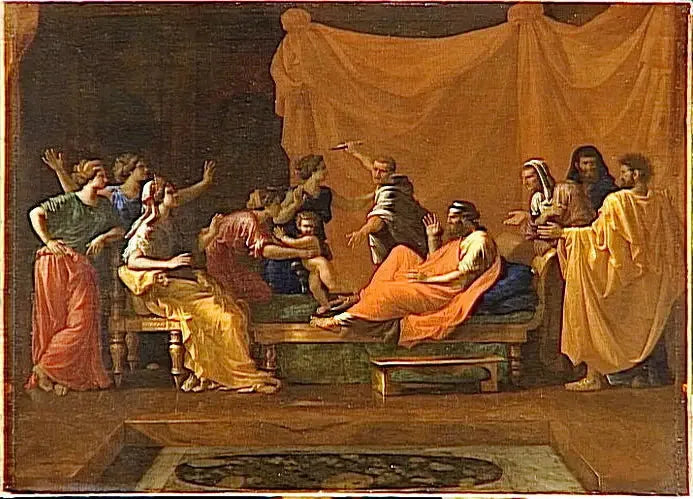 Mosè bambino che calpesta la corona del Faraone - Nicolas Poussin