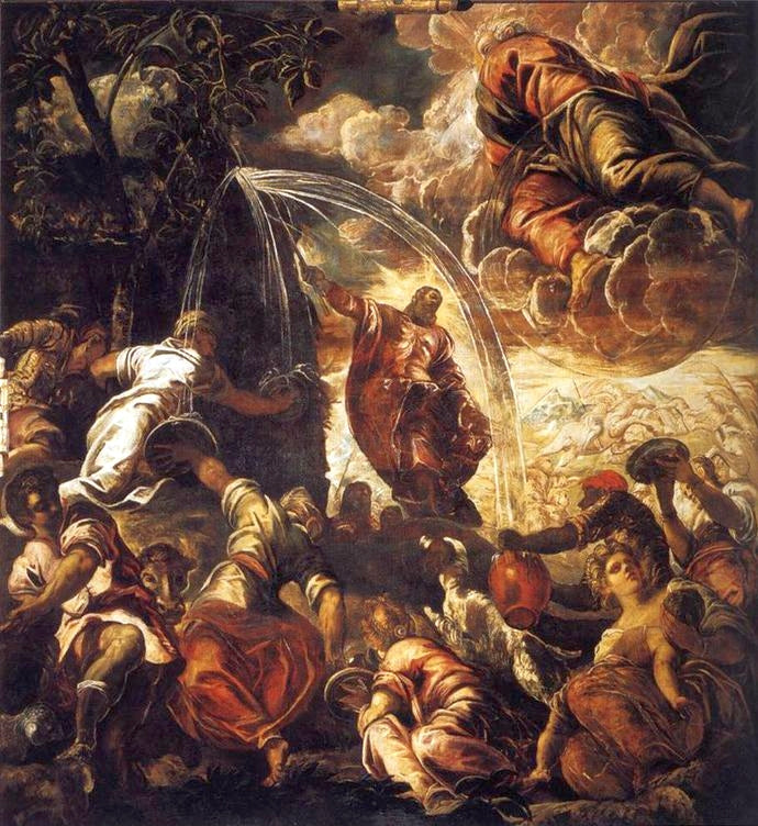 Mosè che fa sgorgare l'acqua dalla roccia - Jacopo Tintoretto