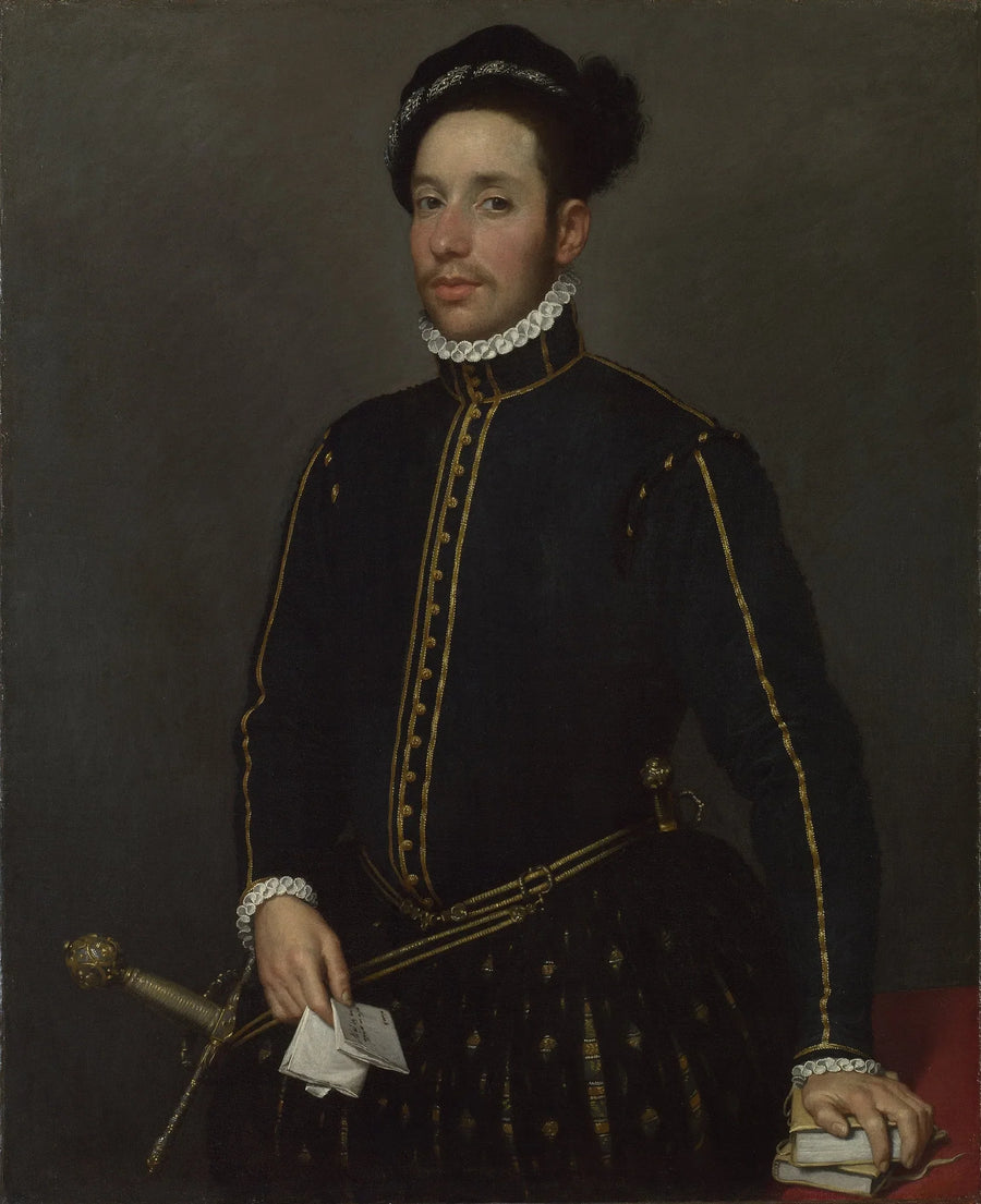 Signore mancino con due in-quarto e una lettera - Giovanni Battista Moroni