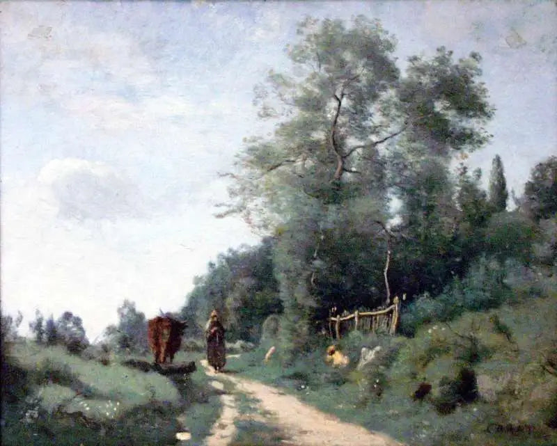 Mortefontaine. Le chemin à la petite barrière - Jean-Baptiste Camille Corot - Alpha Reproduction