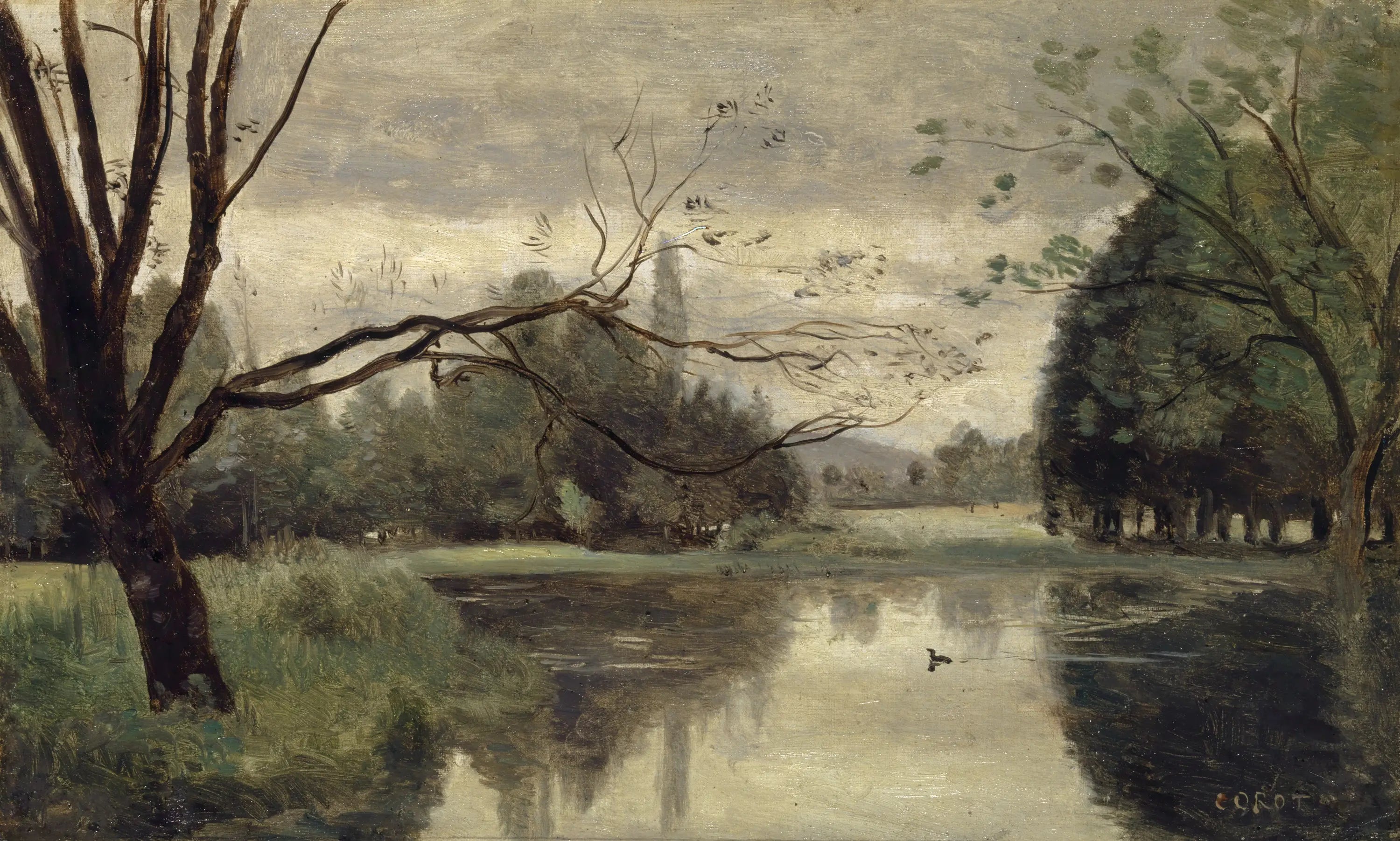 Mortefontaine. L’étang aux canards - Jean-Baptiste Camille Corot - Alpha Reproduction