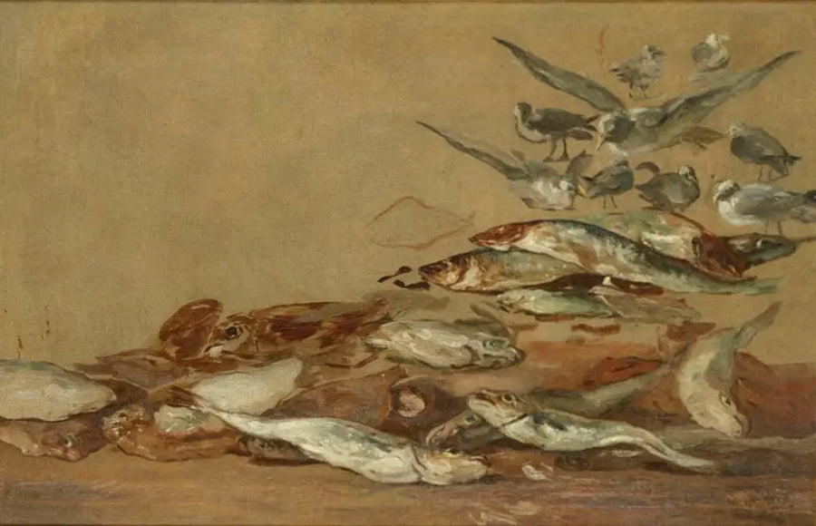 Gabbiani e pesci - Eugène Boudin