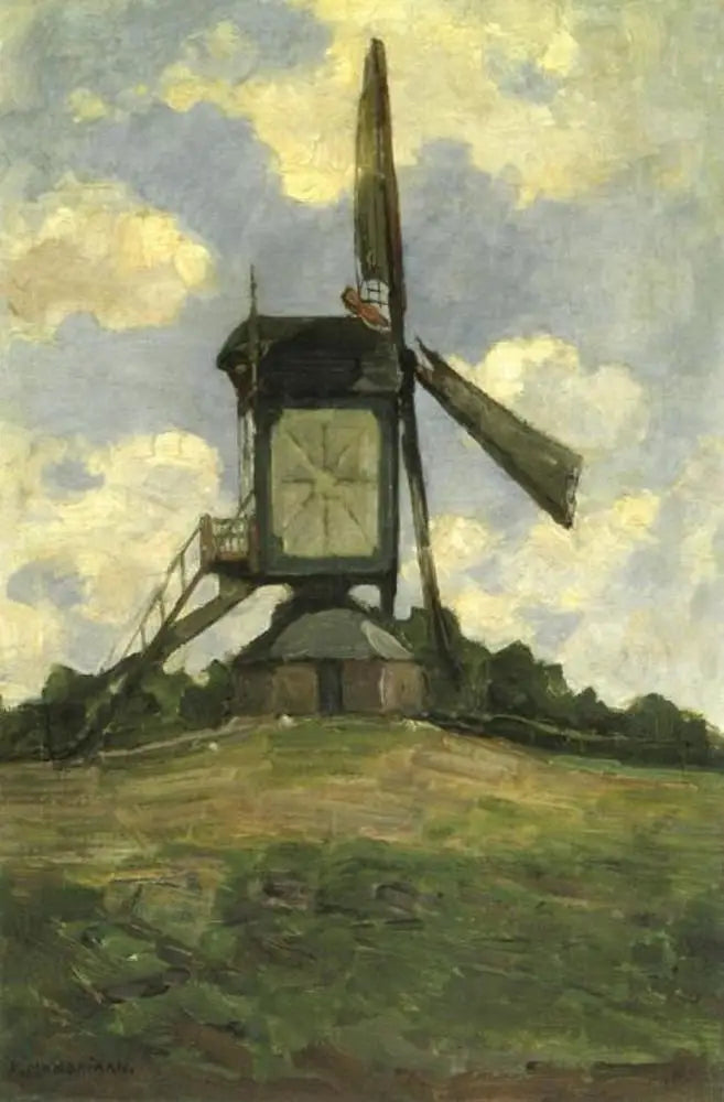 Mulino a vento a Heeswijk, vista laterale - Piet Mondrian