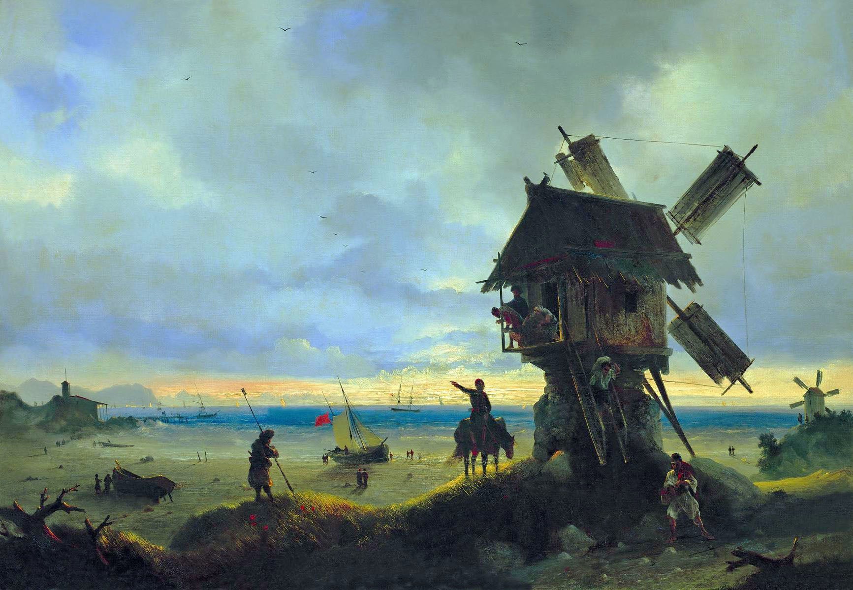 Moulin à vent au bord de la mer - Ivan Aïvazovski - Alpha Reproduction