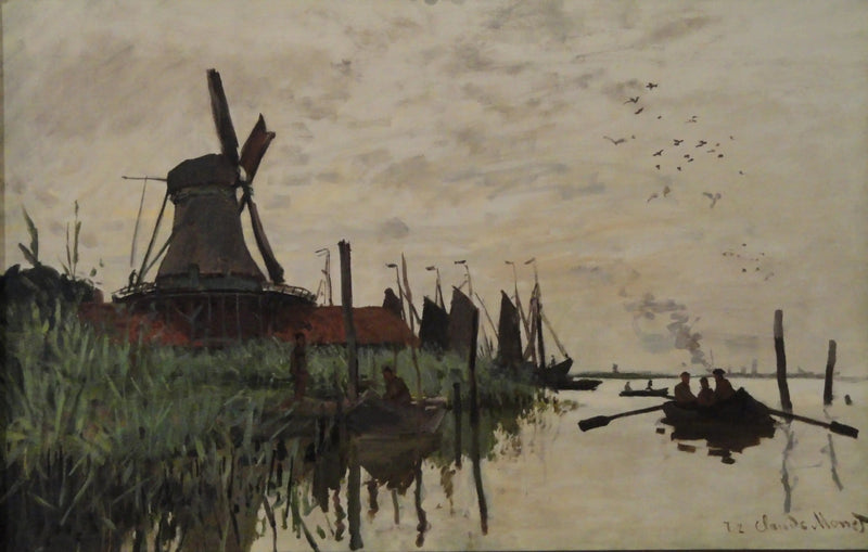 Mulino a vento e barche vicino a Zaandam - Claude Monet
