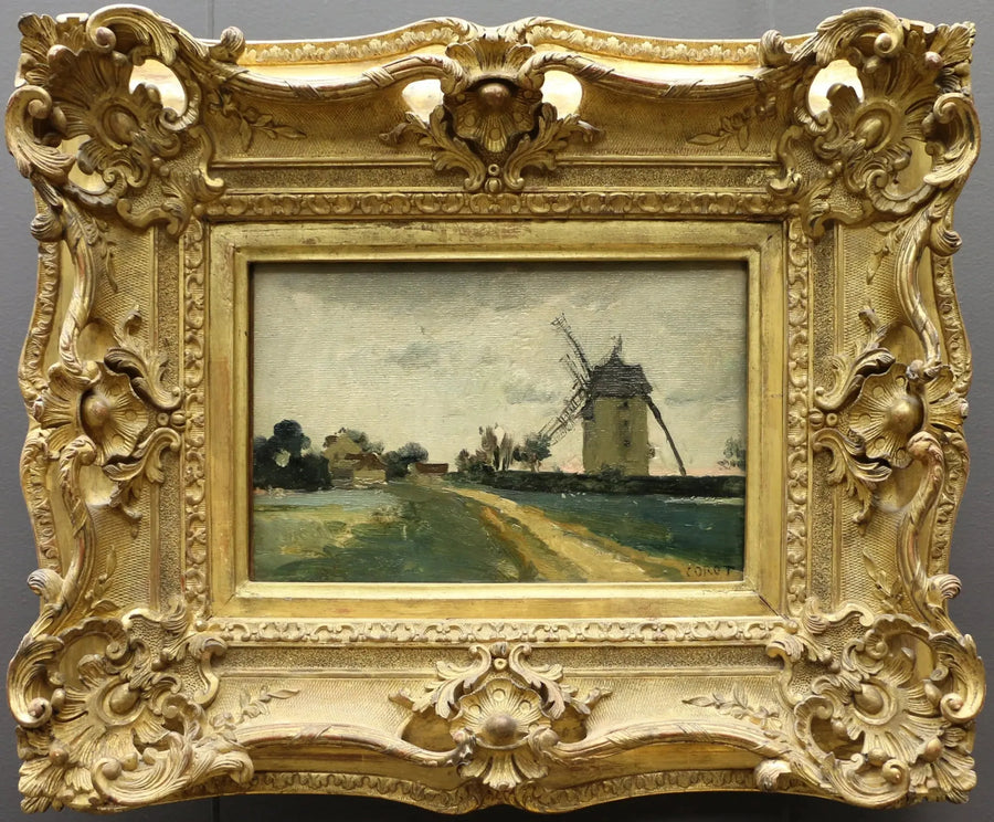 Mulini a vento gemelli sulla collina di Piccardia - Jean-Baptiste Camille Corot