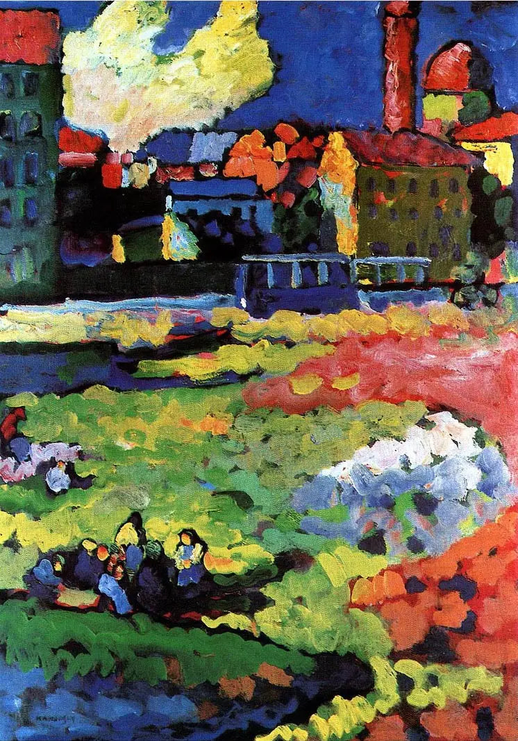Monaco-Schwabing con la chiesa di Santa Ursula - Vassily Kandinsky
