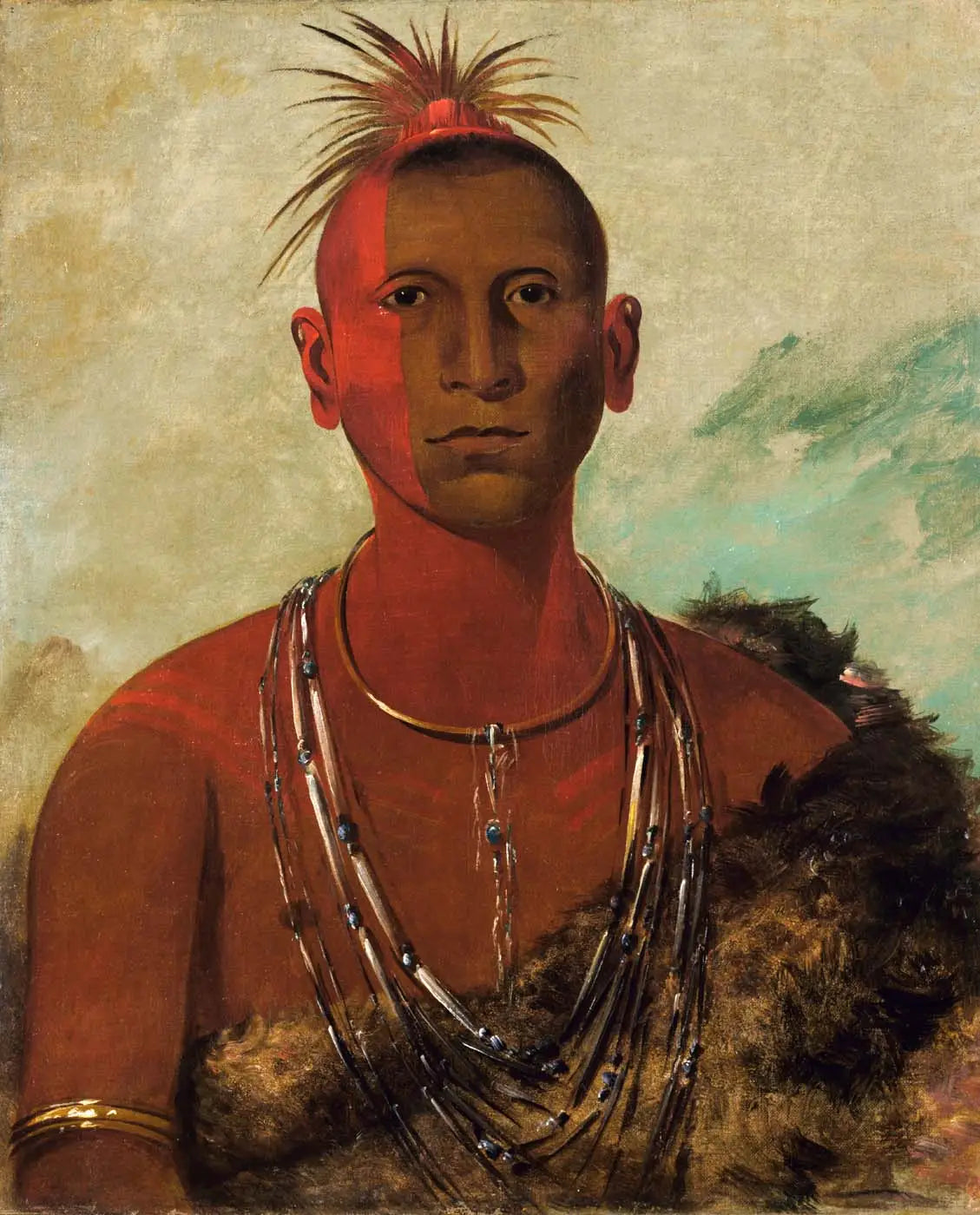 Náh-se-ús-kuk Tonnerre tourbillonnant fils aîné du Faucon noir - George Catlin - Alpha Reproduction