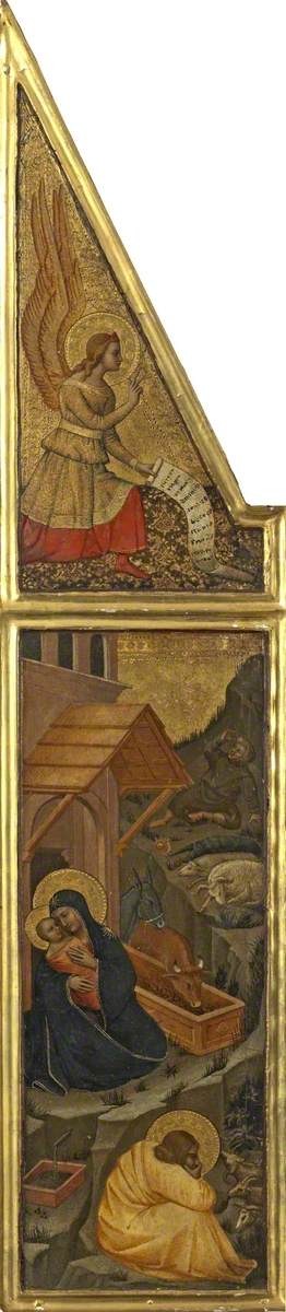 Natività con l'angelo dell'Annunciazione (triptyque, pannello sinistro) - Nardo di Cione