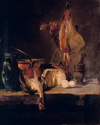 Natura morta con razza e cesto di cipolle - Jean Siméon Chardin