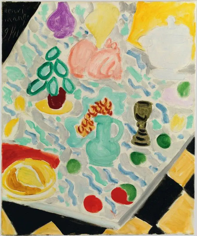 Natura morta con tavolo in marmo verde - Henri Matisse