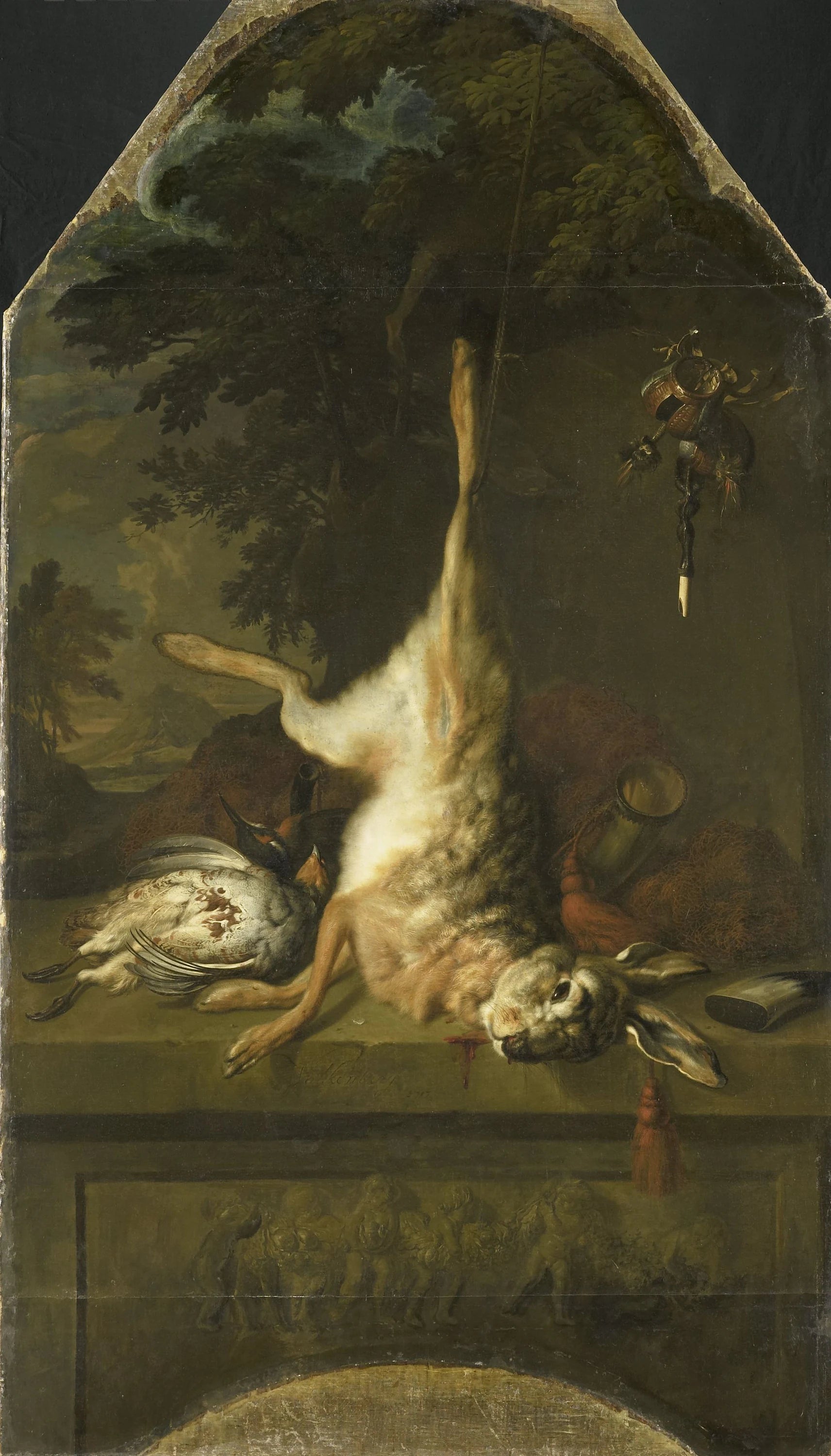 Nature morte au lièvre mort et aux perdrix - Dirk Valkenburg
