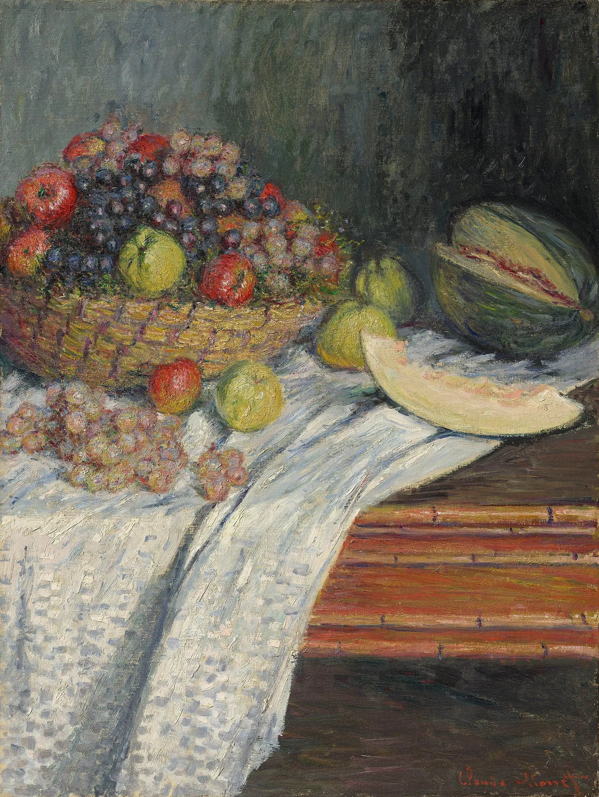 Reproduction du tableau « Nature morte au melon d'Espagne - Claude Monet » par Alpha Reproduction en peinture à l’huile