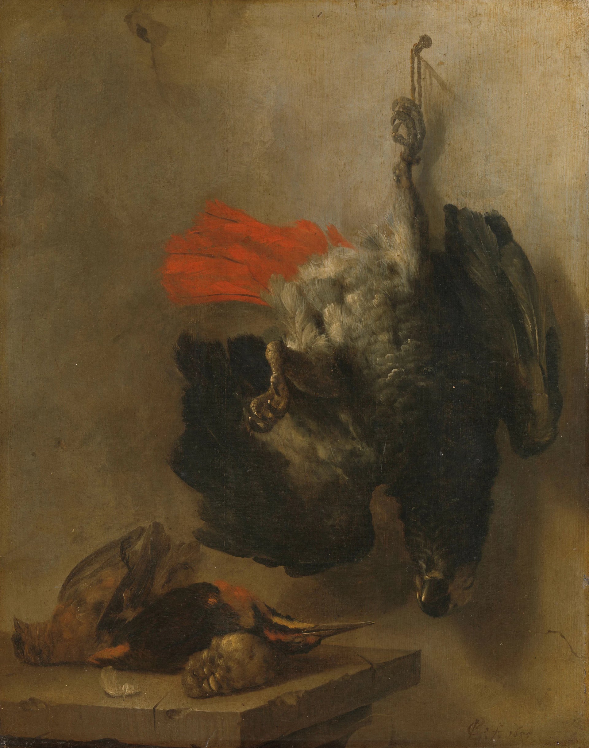Nature morte au perroquet et aux bécassines - Cornelis Lelienbergh