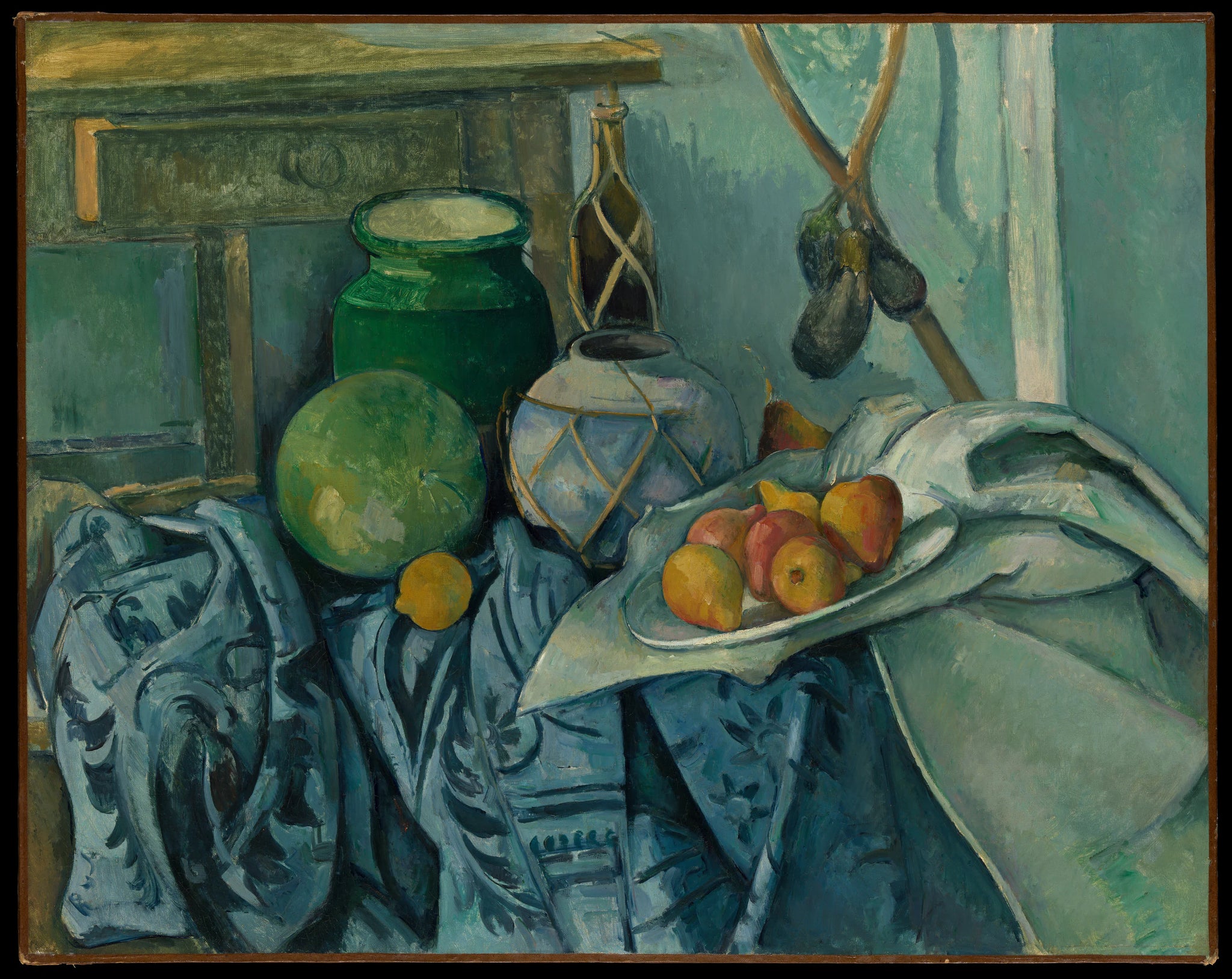 Nature morte au pot de gingembre et aux aubergines - Paul Cézanne