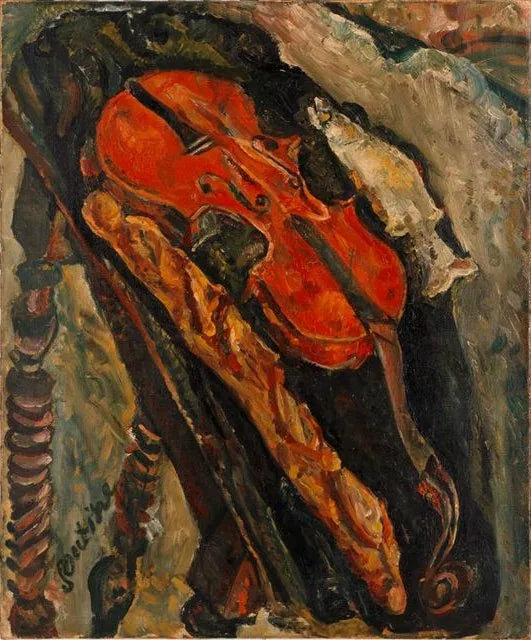 Natura morta con violino, pane e pesce - Chaim Soutine