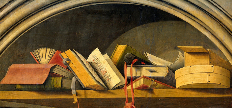 Natura morta con libri in una nicchia - Barthelemy d'Eyck
