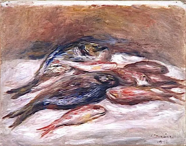 Natura morta con pesci - Pierre-Auguste Renoir