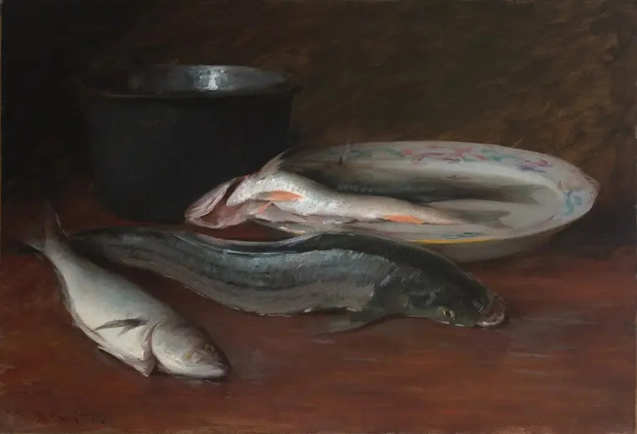 Natura morta con pesci - William Merritt Chase