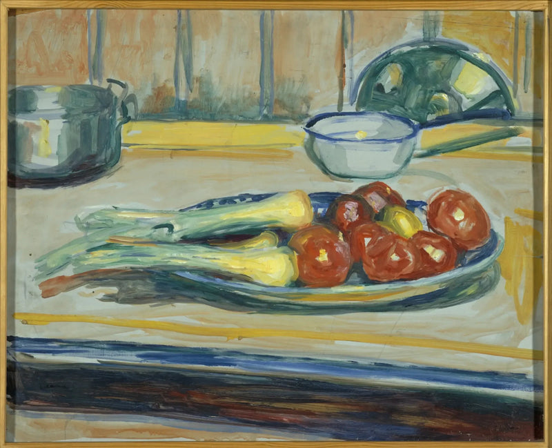 Natura morta con pomodori, porri e cocotte - Edvard Munch
