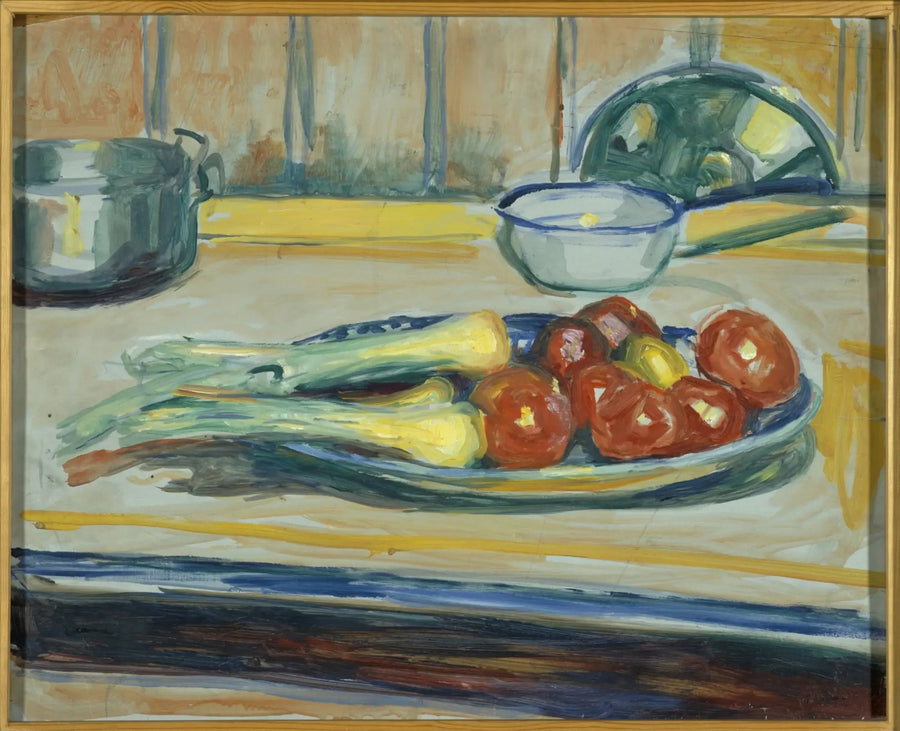Natura morta con pomodori, porri e cocotte - Edvard Munch