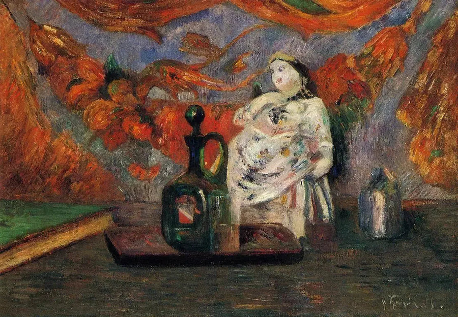 Natura morta con carafon e figurina - Paul Gauguin