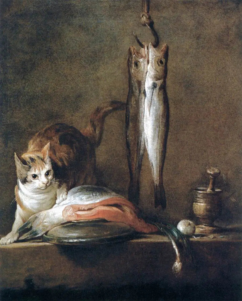 Natura morta con gatto e pesce - Jean Siméon Chardin