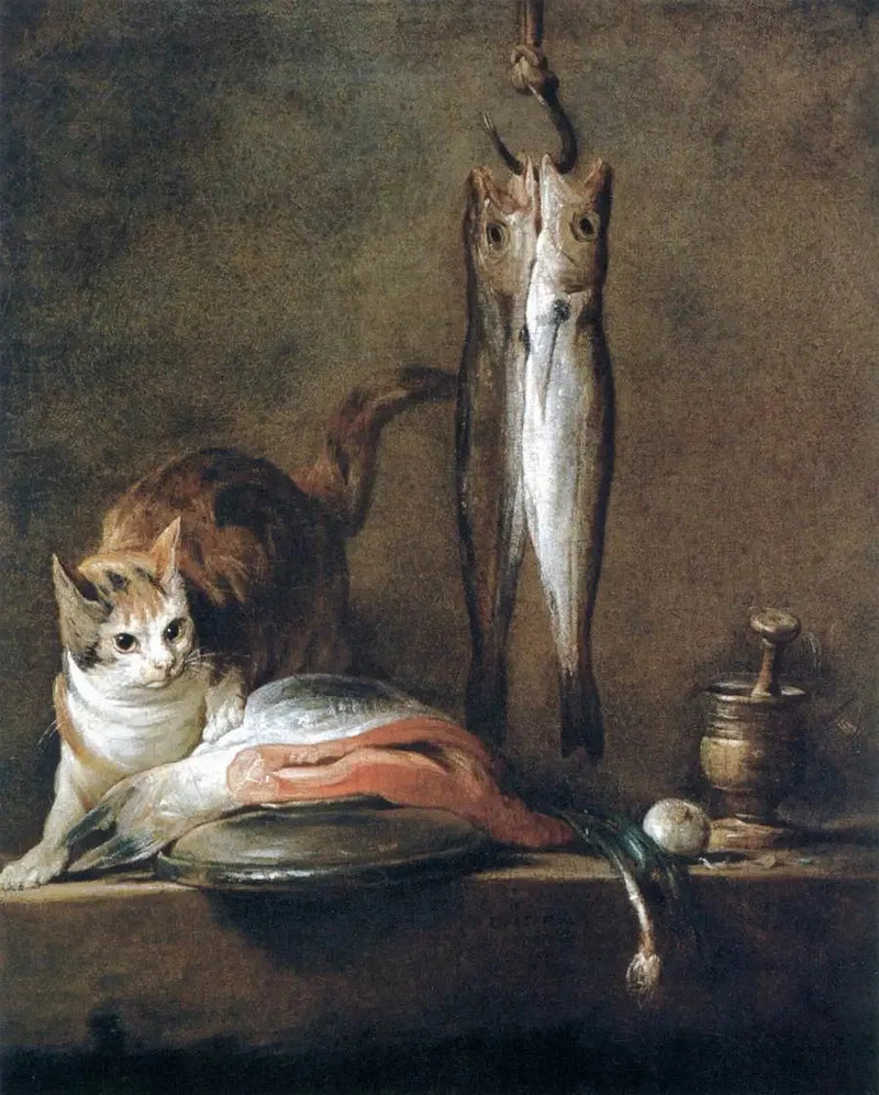Natura morta con gatto e pesce - Jean Siméon Chardin