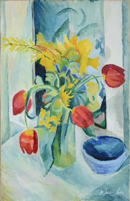 Nature morte avec des tulipes - August Macke - Reproductions de tableaux et peintures haut de gamme