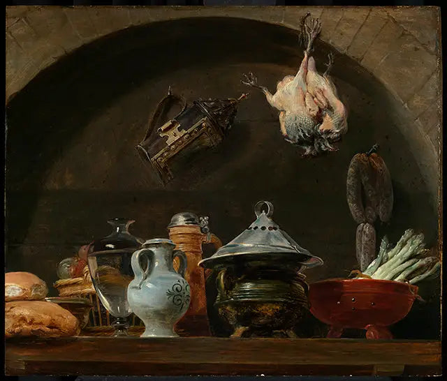 Natura morta con vari recipienti, pane, una lampada e pollame piumato in una nicchia - Peter Paul Rubens