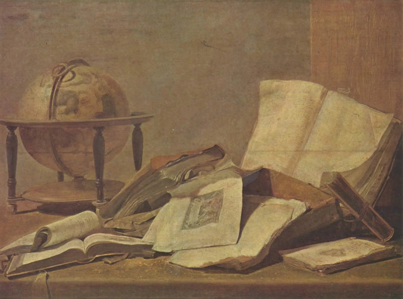 Natura morta con libri e globo - David Teniers il Giovane