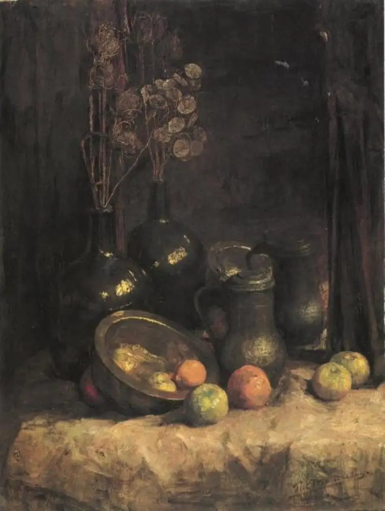 Natura morta con specchio, recipienti, onestà e frutti - Piet Mondrian