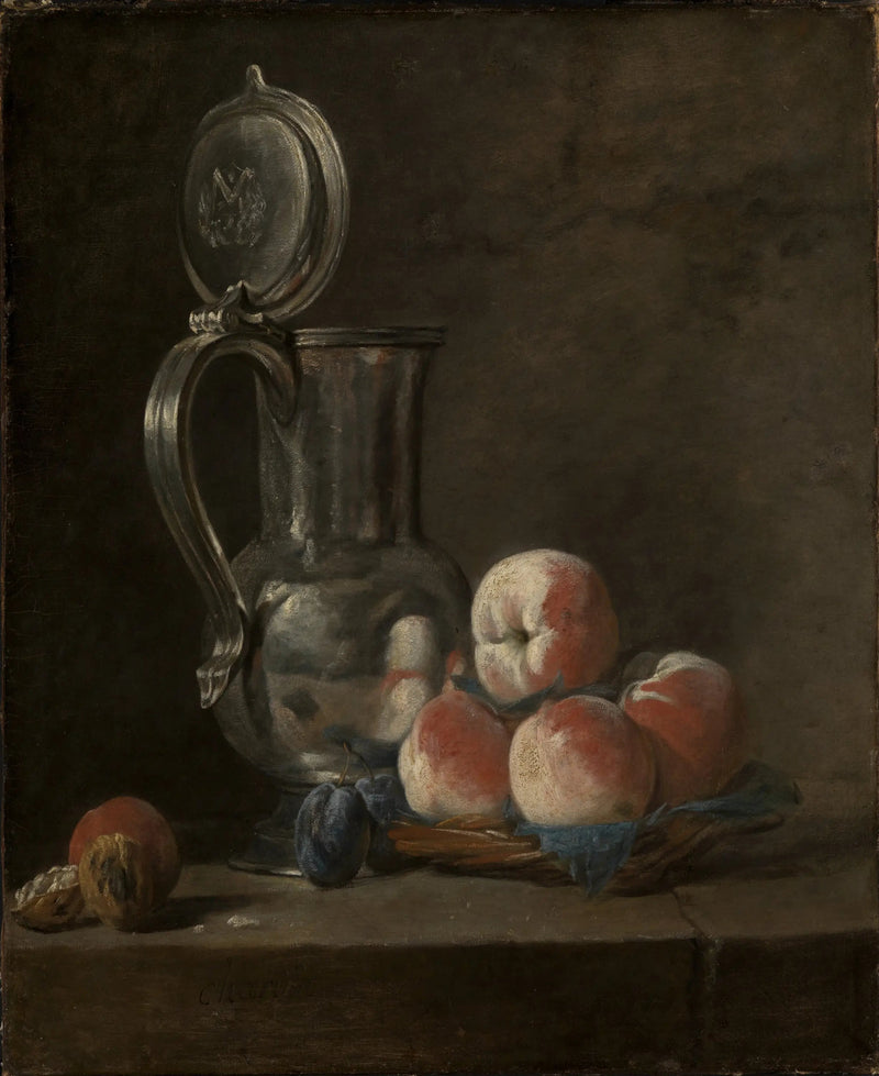 Natura morta con brocca in latta e pesche - Jean Siméon Chardin