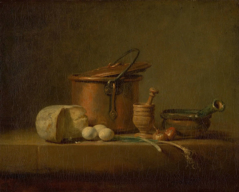 Natura morta con vaso di rame, formaggio e uova - Jean Siméon Chardin