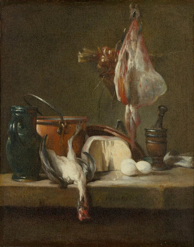Natura morta con razza e cesta di cipolle - Jean Siméon Chardin