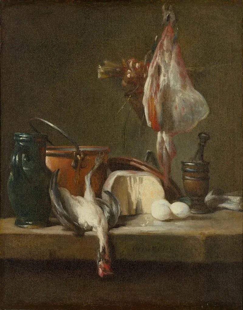 Natura morta con razza e cesta di cipolle - Jean Siméon Chardin