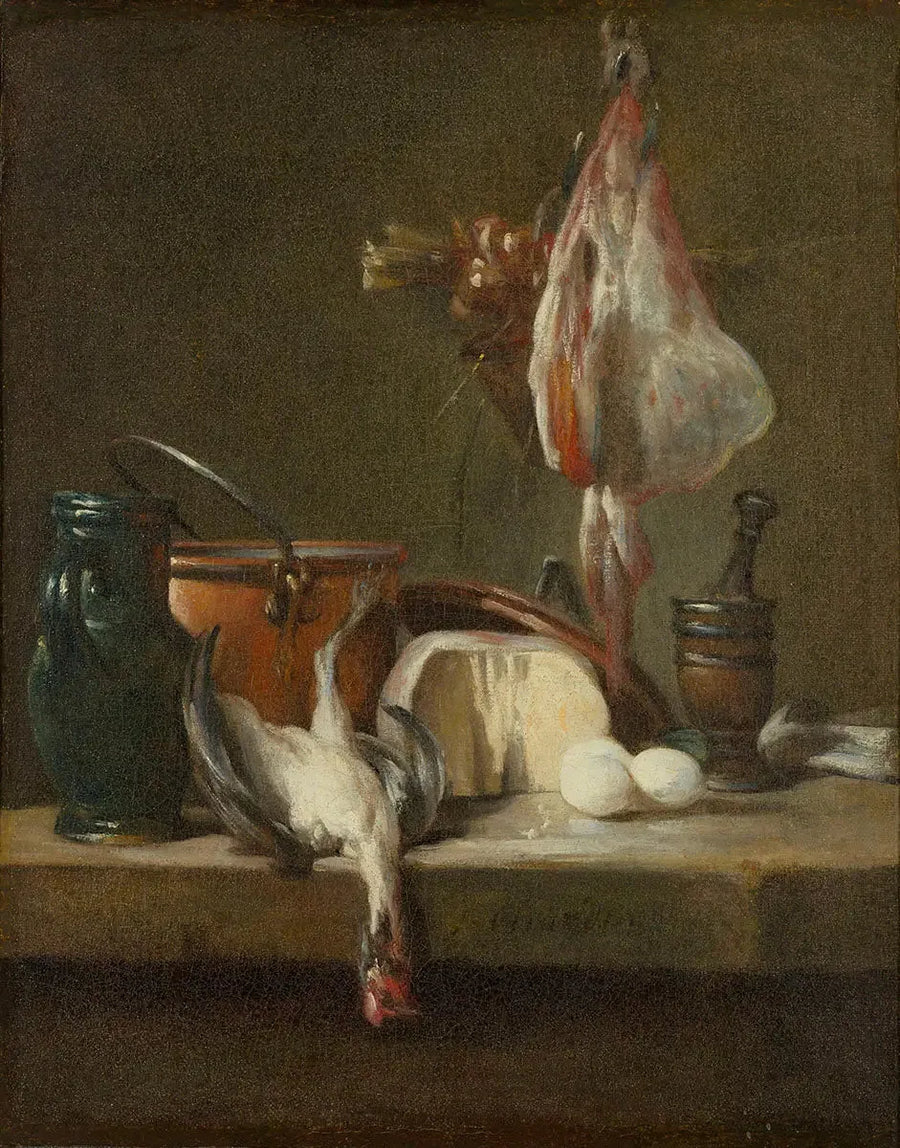 Natura morta con razza e cesta di cipolle - Jean Siméon Chardin