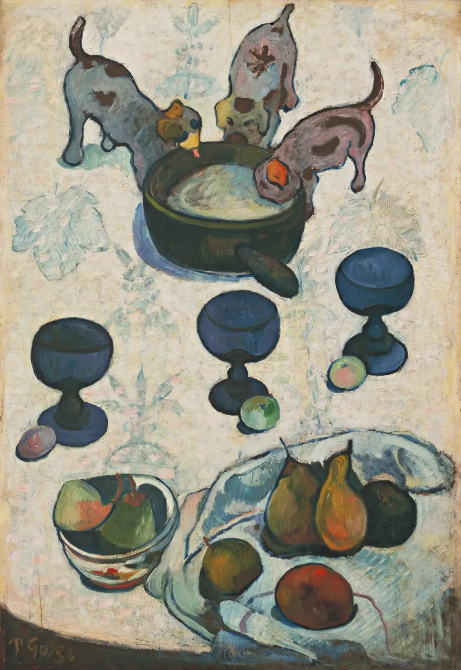 Natura morta con tre cagnolini - Paul Gauguin